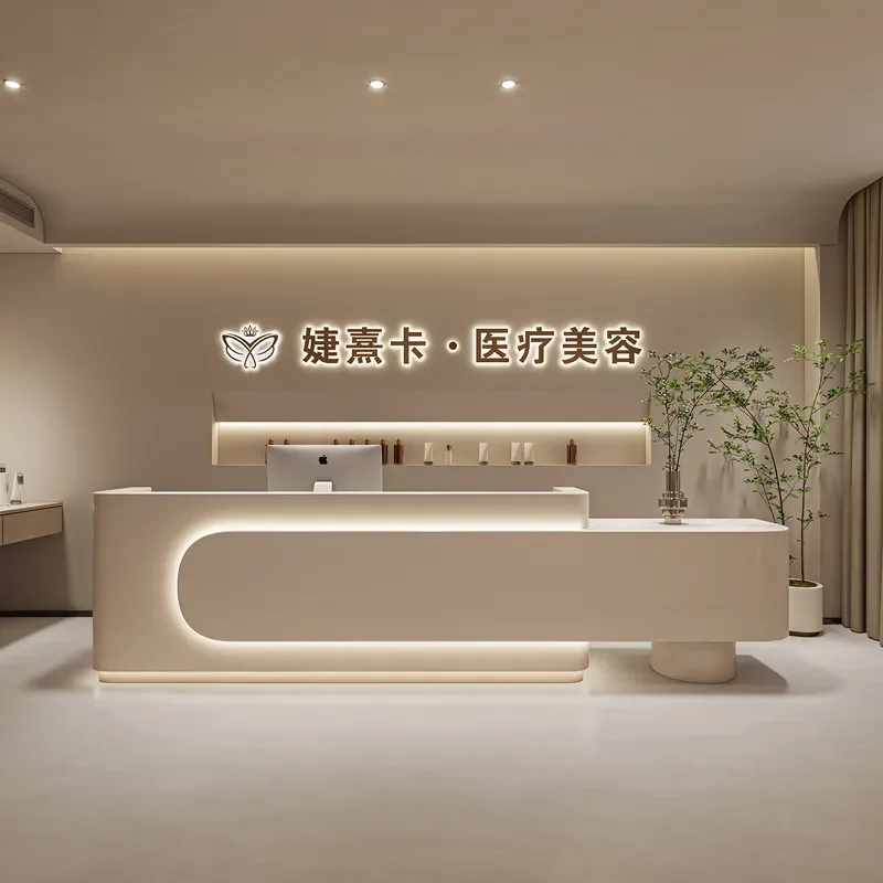 Simple Modern Reception Desk for Beauty Salon Dental Clinic Medical Spa Bar Training Center Clothing Store Checkout Counter