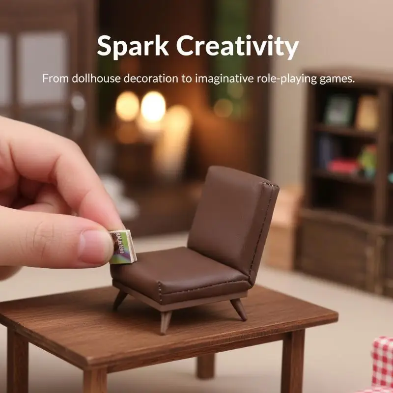 

Миниатюрный диван-кресло из искусственной кожи в масштабе 1:12 для кукольного домика, модель мебели для гостиной, для самостоятельного оформления сцен.