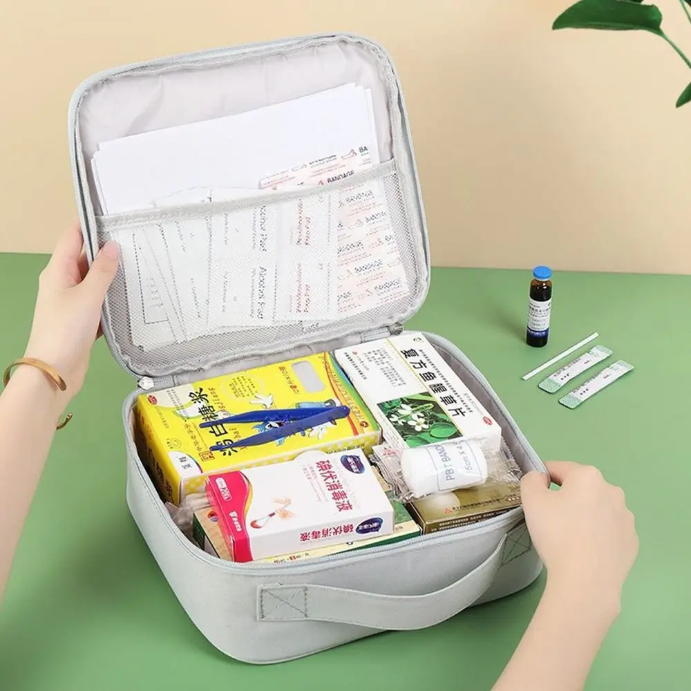 

Multifunctional Pink/Blue/Grey Medicine Bag Layered Large Capacity First Aid Kit Household Storage Bag Outdoor
