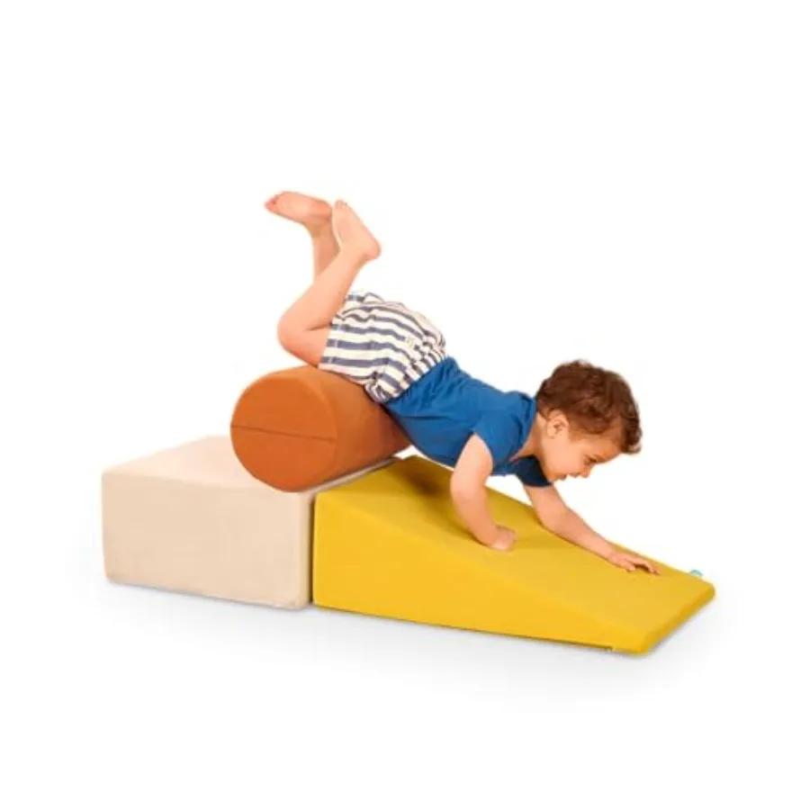 

Сенсорные строительные блоки из пены для малышей от 12 месяцев, 3 предмета, набор для лазания с цилиндрической рампой, мягкие игровые фигуры, легко захватываемые