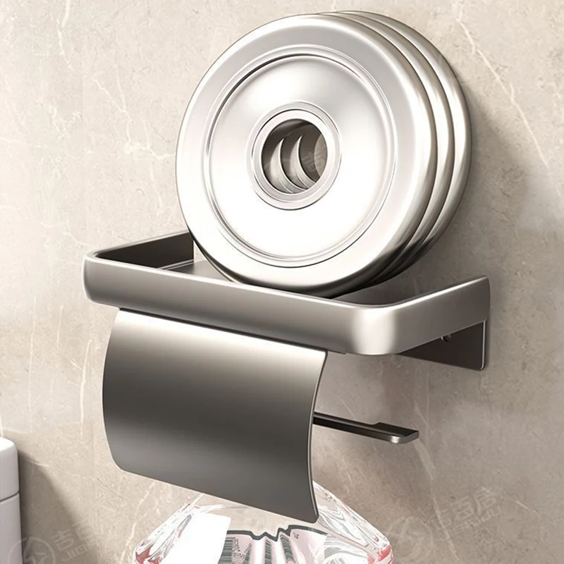 

YM No Punch Adhesive Toilet Phone Holder & Paper Towel Storage Rack with Drawer, Bathroom Organizer Shelf Tray