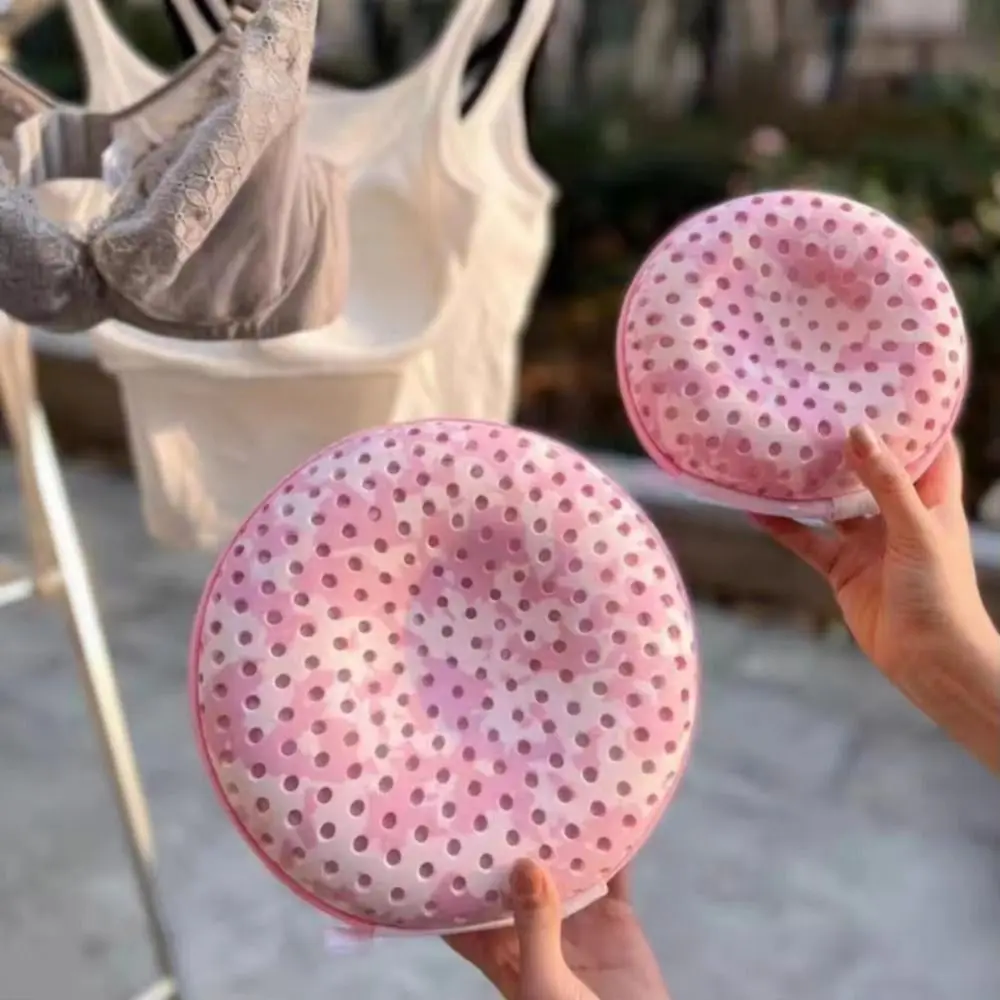 

Anti-Deformation Underwear Washing Bags Mesh Round Brassiere Laundry Bag Anti Wrinkle with Zipper Bra Washing Protector Care Bag