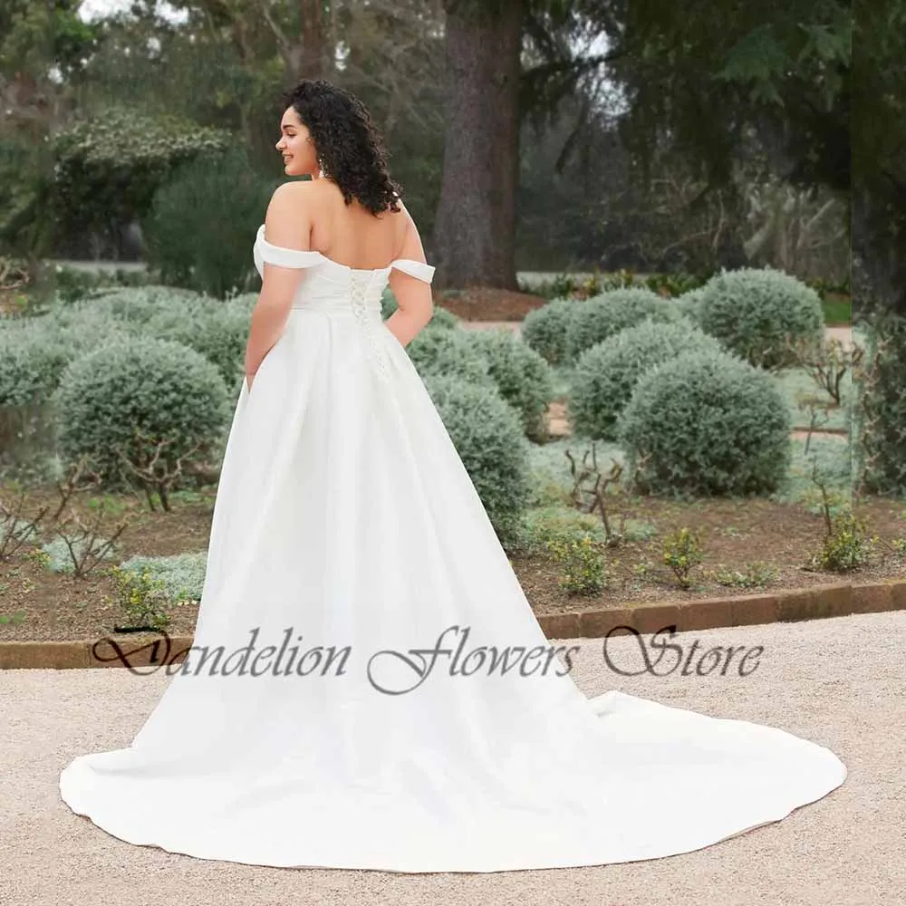 High Quality Wedding Dress Sweetheart Off The Shoulder Bride Gown Satin Side Split Vestidos De Novia Tallas Grandes Mujer