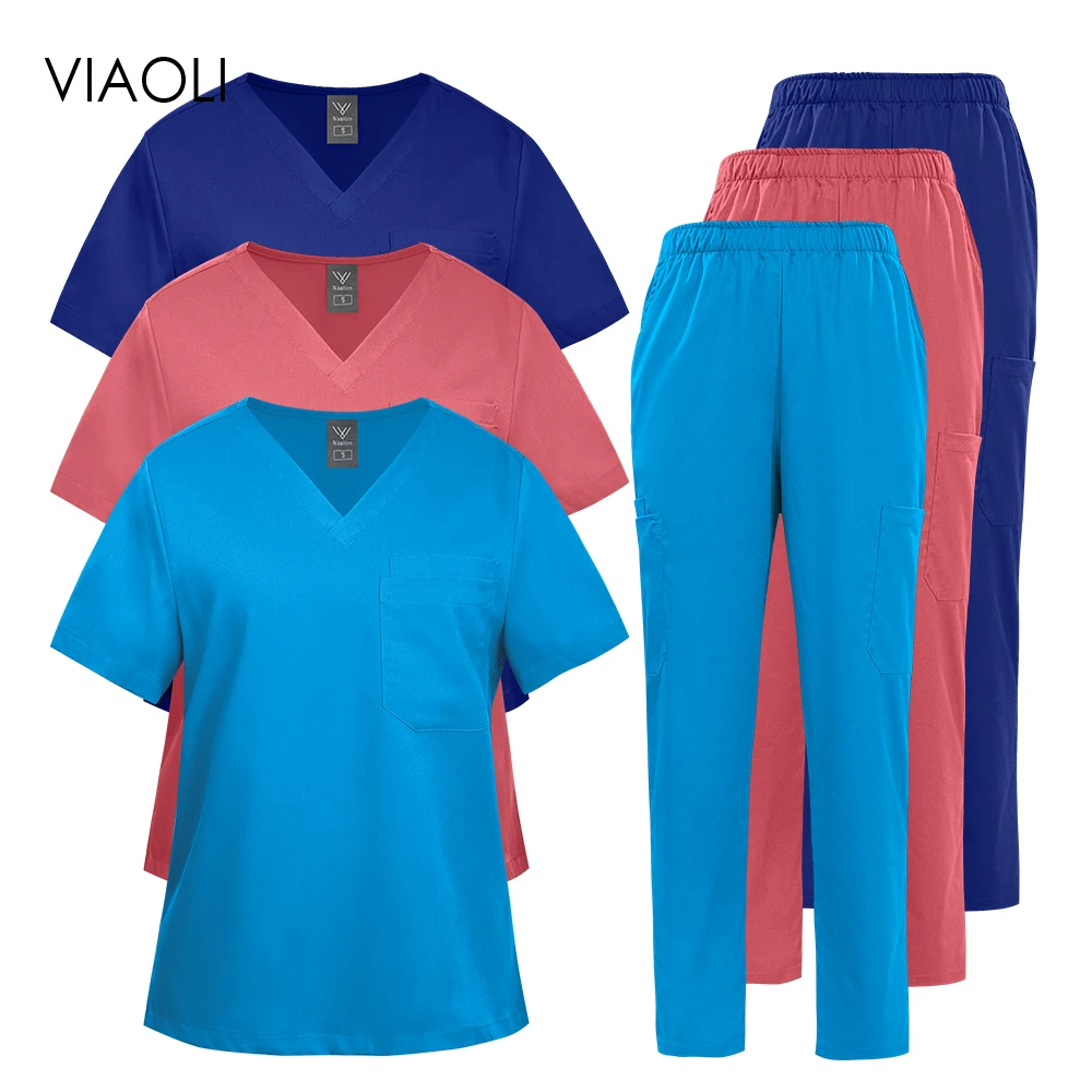 

Oversized Uniform Medical Doctor Nurse Clinical Scrub Top Pant Beauty Spa Workwear Surgical Nursing Suit Woman Men Scrub Clothes
