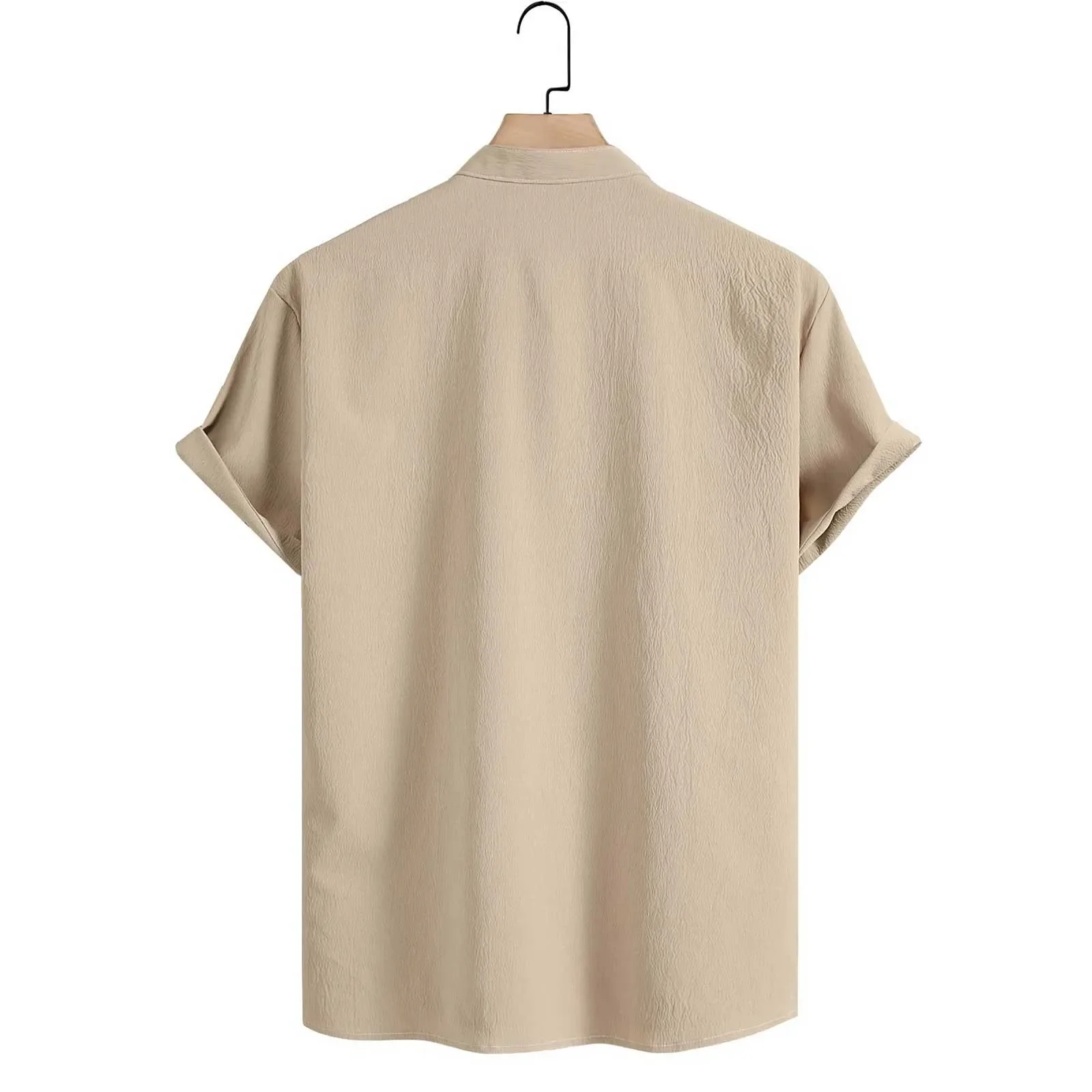 Summer Cotton Linen Shirts For Men Casual Short Sleeved Shirts Blouses Solid Turn-Down Collar Formal Beach Shirts Male Clothing