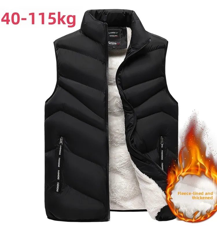 

Мужской жилет Fce на подкладке, теплый бархатный жилет с воротником-стойкой из ягненка, большой размер, свободный крой на молнии, модный зимний жилет