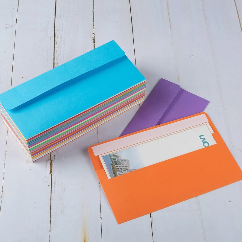 

50pcs 10.5x24cm Envelopes for Wedding 110g Woodfree Offset Paper Invitation Small Business Stationery Supplies Storage Bag