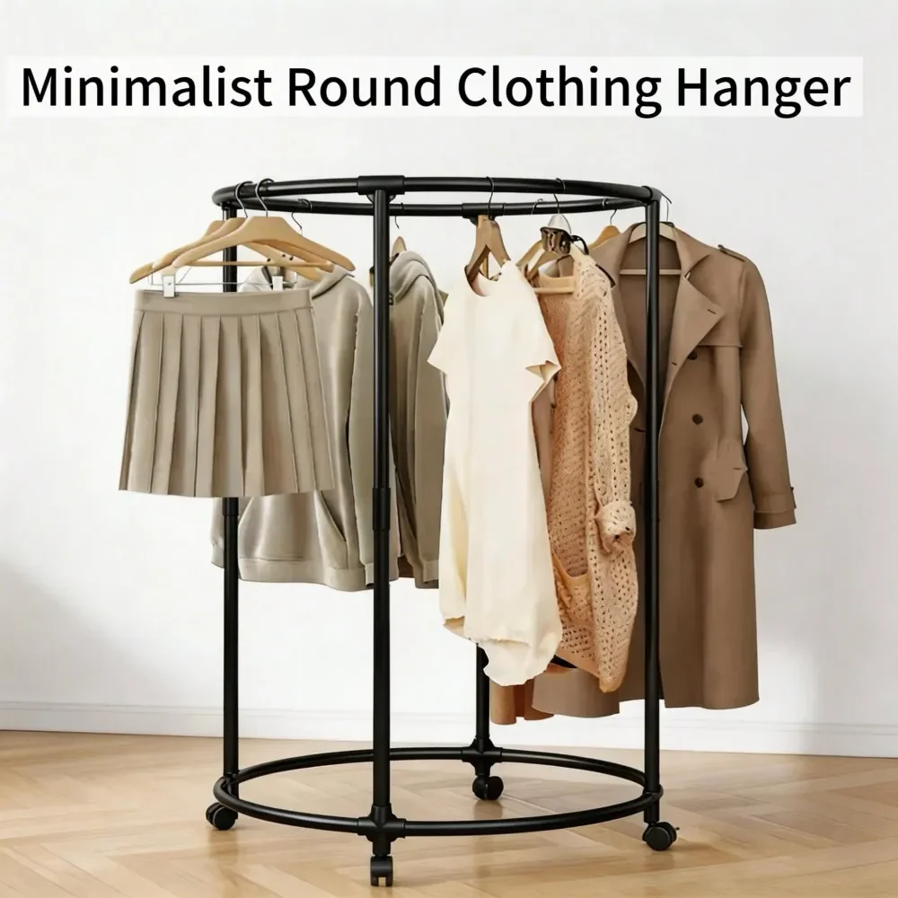 

Rotating Clothing Rack With Wheels ,Heavy Duty Round Garment Rack For Hanging Clothes,Portable Closet Organizer For Bedroom, La