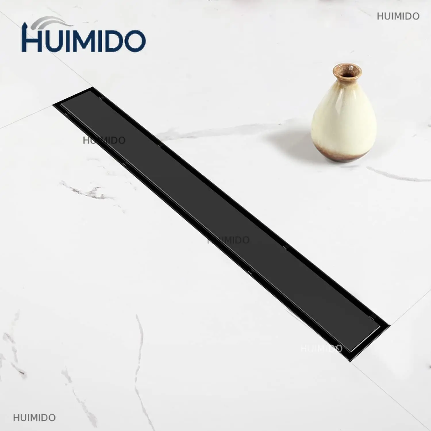 Black Linear Shower Drain 2-in-1 Panel Adjustable Hair Strainer Brushed 304 Stainless Steel Floor Drain Insert 12 18 24 36 Inch