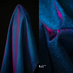 Dream Blue Night Starry Sky Glitter Fabric Princess Dress Girl Glow Mesh Costume Background Designer Fabric
