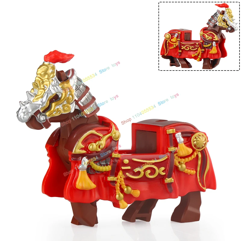 Movie TV Series Ancient Three Kingdoms Zhao Yun Lv Bu War Horses Heavy Armor Assembly Scene Building Puzzle Toy R841-843 RM1+RM2