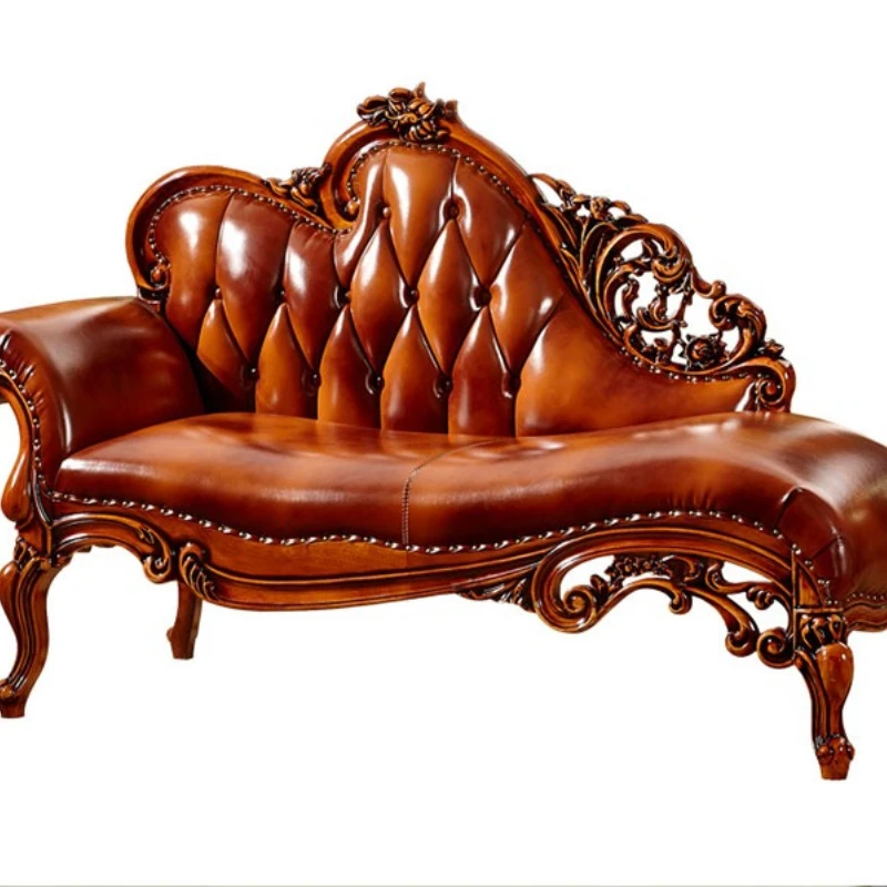 

Antique chaise longue solid wood beauty couch single bedroom end sofa