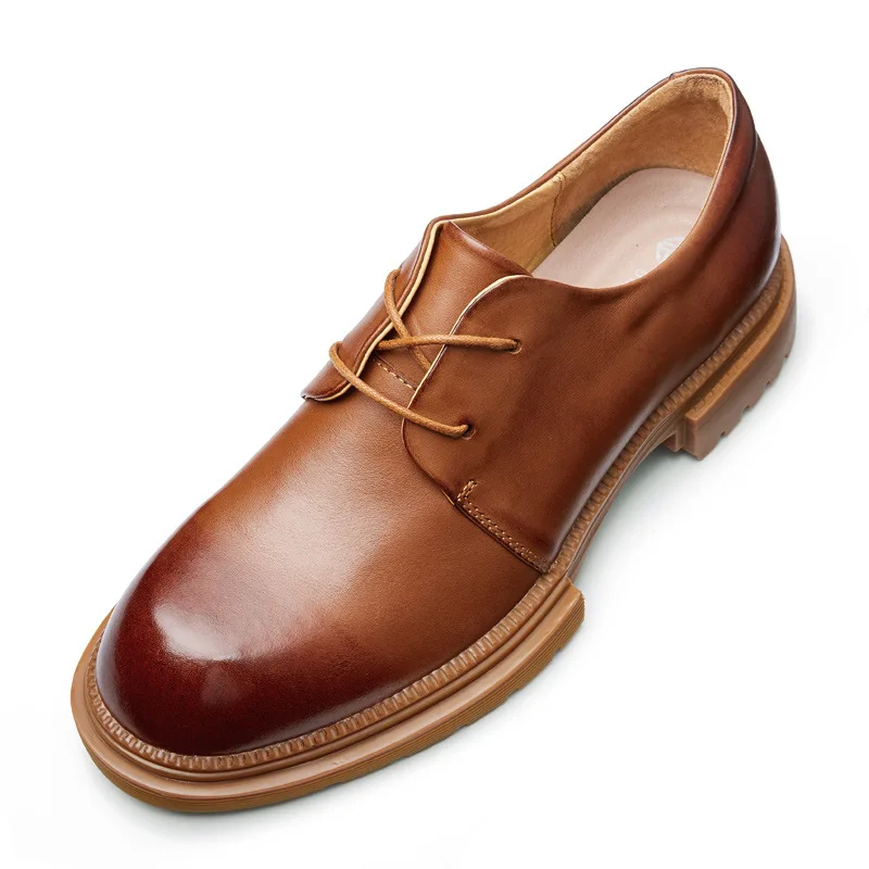 Spring Autumn New Men Business Casual Shoes Big Head Genuine Leather British Dress Style  Luxury Loafers Designer Derby Shoes