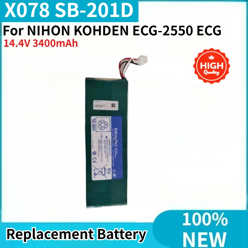 

100% New High Quality X078 SB-201D Battery 14.4V 3400mAh for NIHON KOHDEN ECG-2550 ECG Replacement Battery