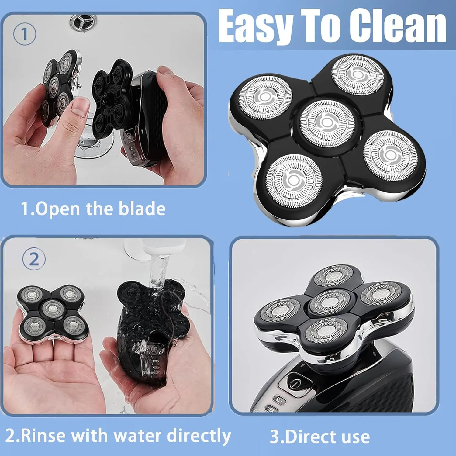 رؤوس بديلة متوافقة مع ماكينة الحلاقة الكهربائية Remington Balder Pro موديل XR7000 وXR1500 & XR1501 للرجال الأصلع