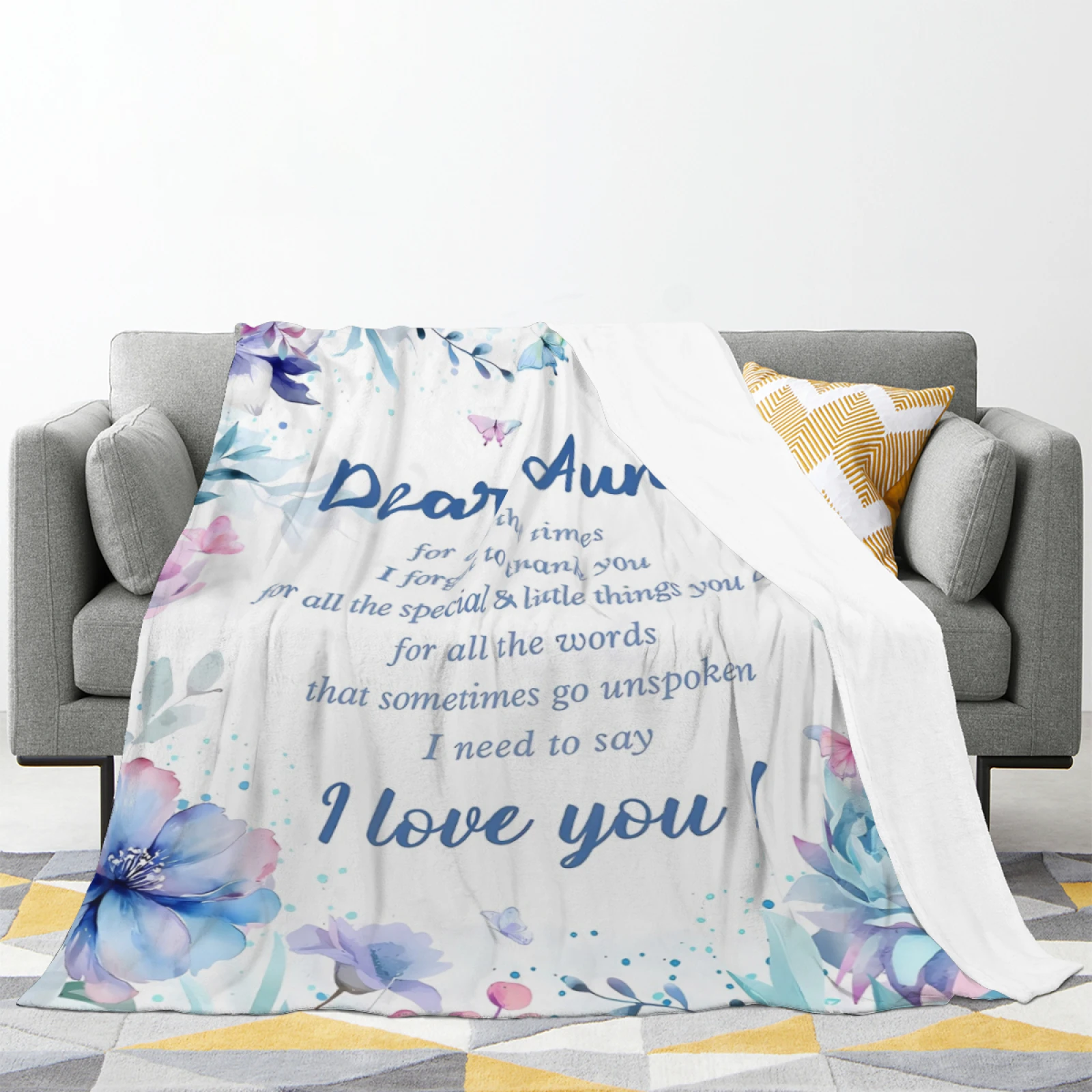Best Aunt Gifts Printing , Soft Comfortable Flannel Throw , Lightweight Quilt, Suitable for Women, Boys, Girls, Ad