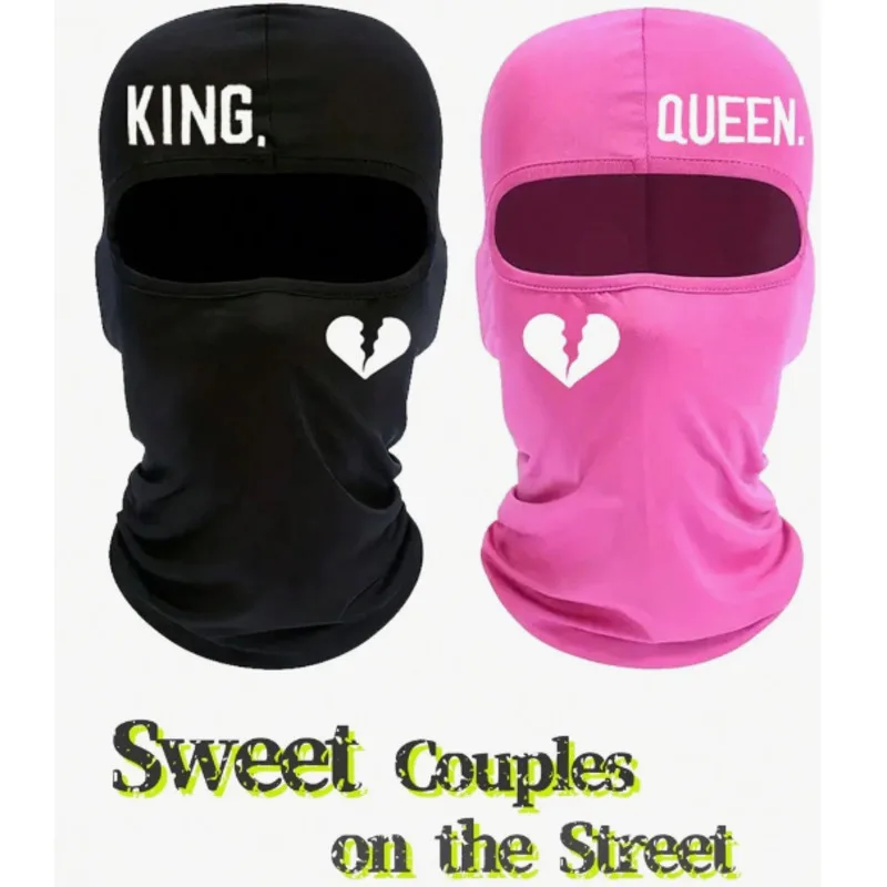 Love And KING Letters Print Ski Mask For Men Women Balaclava Face Mask Shiesty  Outdoor Riding Masks Romantic Lover Gift