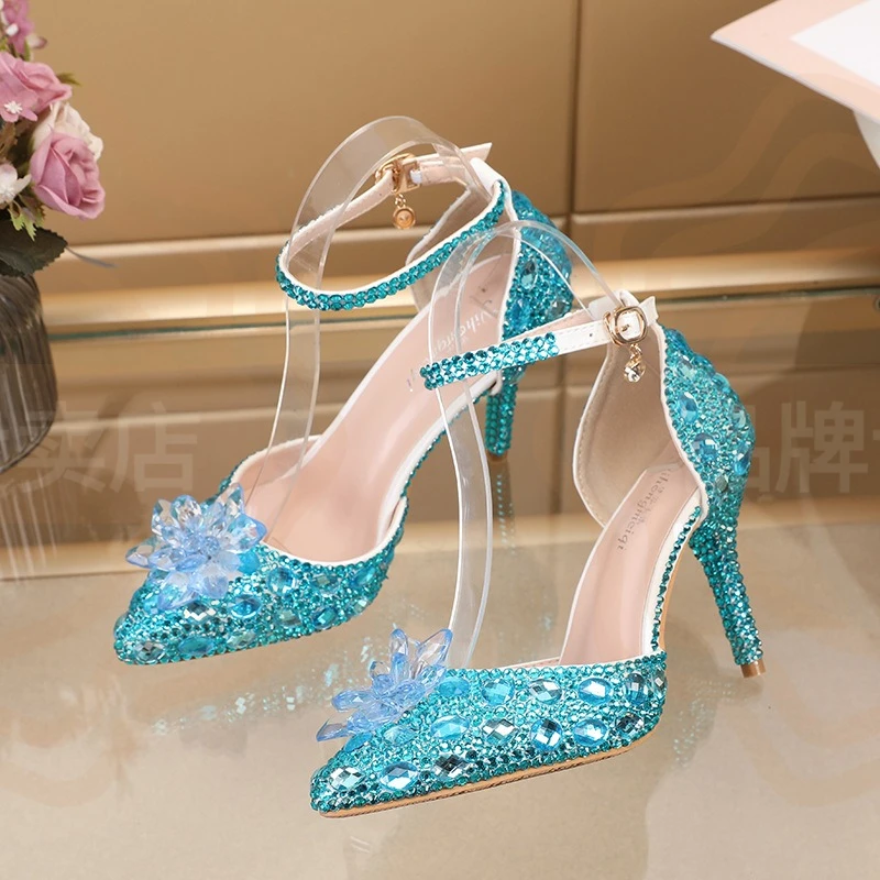 Nobility Women's Shoes Luxury Rhinestone High Heel Sandals for Woman Elegant Wedding Shoes Designer Shoes Sandalias De Mujer