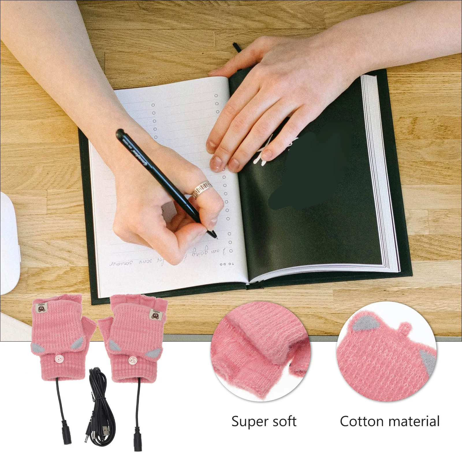 

1Set Winter Heated Gloves USB Cotton Knitted Half Finger Gloves Hand Warmer for Typing Gaming Outdoor USB Heated Mitten