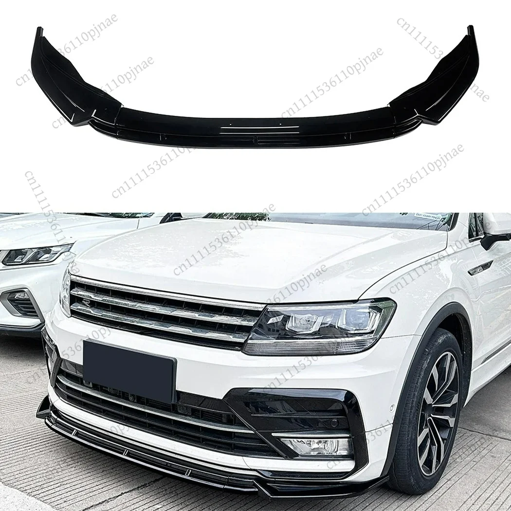 Car Front Bumper Lip Spoiler Splitter For Volkswagen Tiguan MK2 Rline 2017 2018 2019 2020 ABS Diffuser Body kits