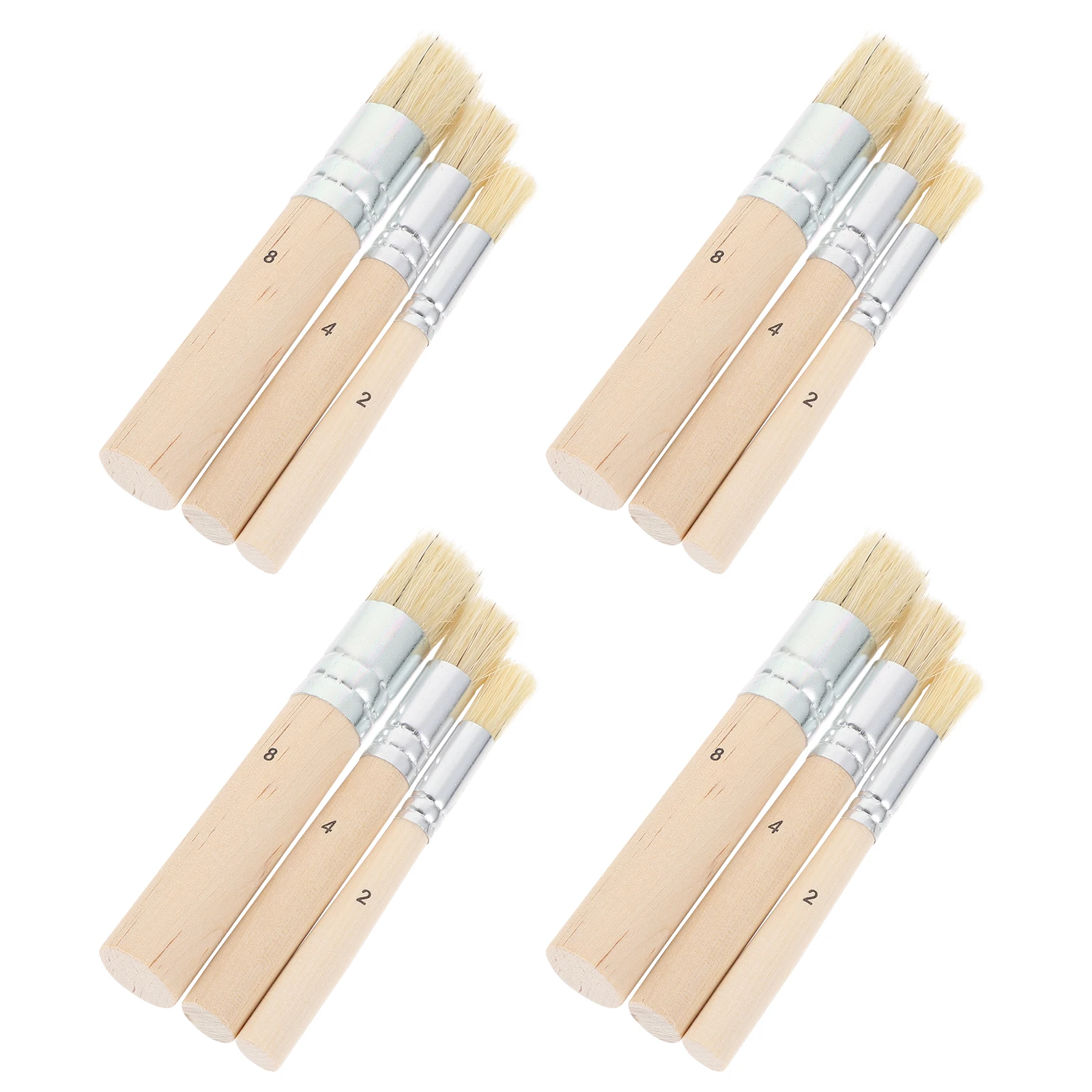 

4 Sets12pcs Brush Watercolor Paint Brushes Painting Artist Heavy Supplies for Artists Wood Craft Gouache