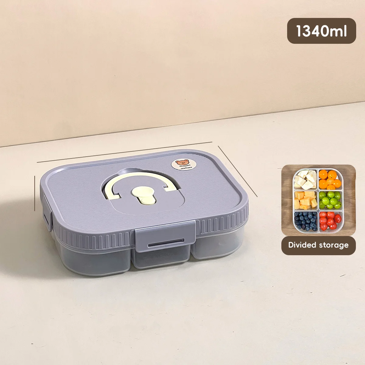 Magnetron Plastic Verdeelde Lunchbox Met Handvat Camping Picknick Draagbare Lekvrije Fruitsalade Voedselcontainer Voor Kinderen Studenten