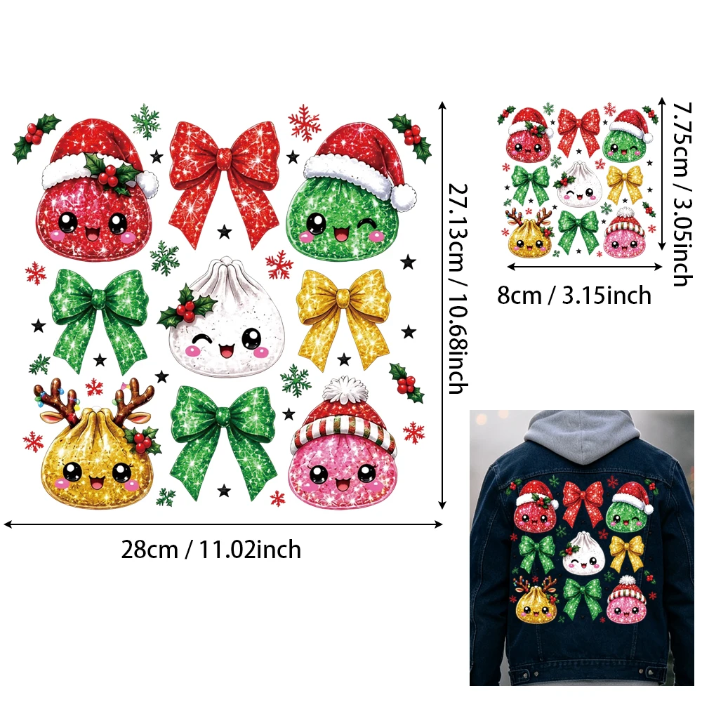 2Pcs Xmas Character Sport Towel HTV, Festive Figure Iron-on, No Crease No Lift, WashProof Canvas Safe