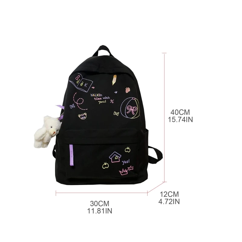 Fashion Women Backpack with Pendant Casual Girl College School Bag Bookbag for Teenager Travel Shoulder Bags