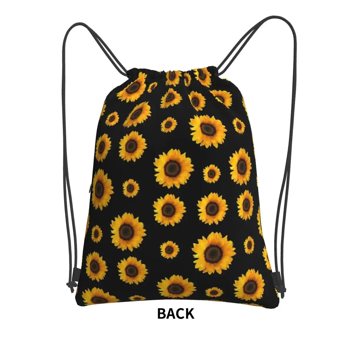 Mochila con patrón de girasol para hombre y mujer, bolso multifunción con cordón, bolsa de artículos diversos de bolsillo para viajes, deporte