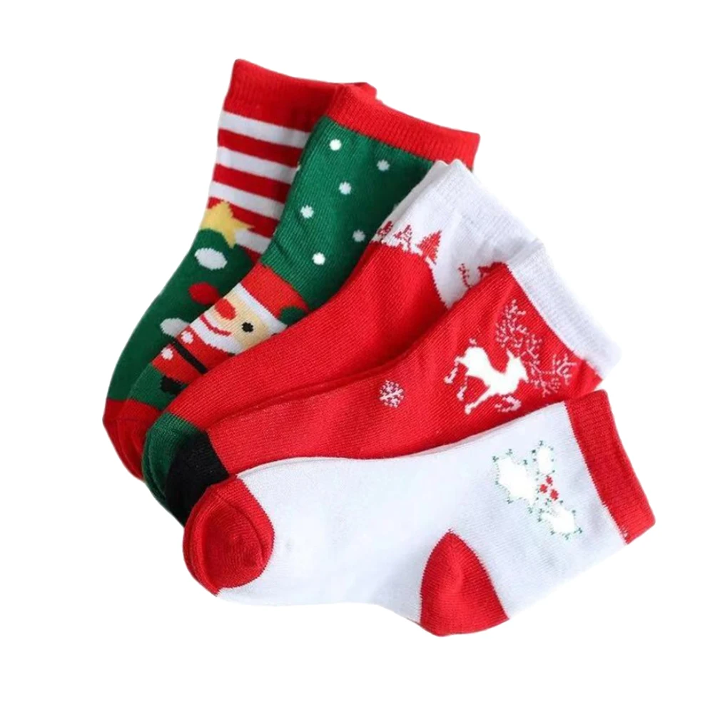 

Christmas Cotton Socks For Kids Cartoon Pattern Toddler Socks Festival Footwear 7-13 Years Old Mixed Colors Stretchable