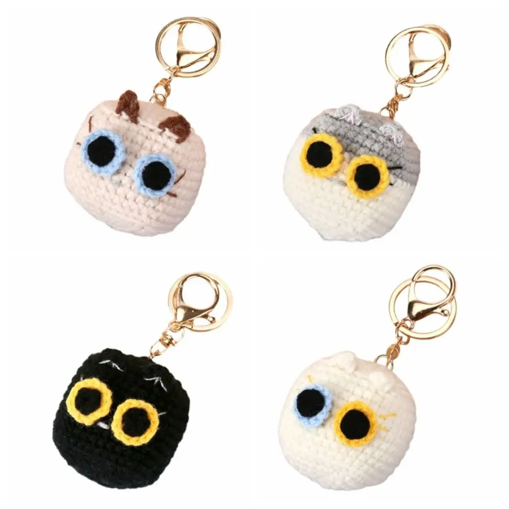 Jewelry Gift Bag Charm Handmade Crochet Cat Animal Animal Keyring Cat Head Keychain Woven Mini Pendant Knitted Kitten Backpack