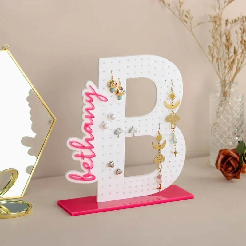 Acrylic Earring Stand Birthday Gift for Her Custom Letter Earring Holder Earring Display Shelf Jewelry Organizer Girl Gifts