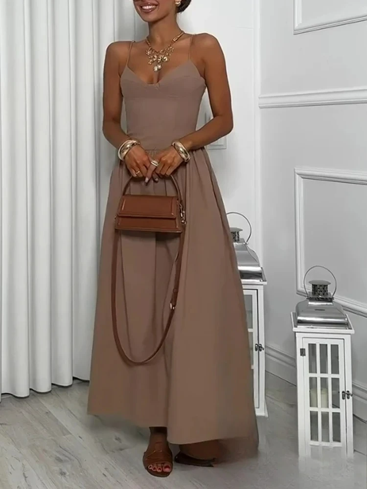 เดรสลำลองสไตล์ชิคสำหรับผู้หญิง แบรนด์ KONDALA แบบเรียบง่าย ไม่มีแขน แต่งระบาย ซิปด้านหลัง เหมาะสำหรับวันหยุดฤดูร้อน ชุดเดรสยาวแฟชั่น 2025 ชุดเดรสชายหาดฤดูร้อน