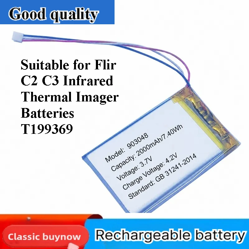 Replacement Battery for Flir C2 C3 Thermal Imager Model T199369 High Capacity Rechargeable Li-ion Power Supply