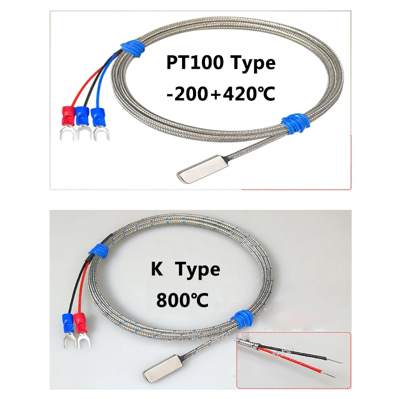 Stainless Steel PT100\\K Pasted Type Surface Measurement  patch temperature Sensor 1-20m Shielded Cable 3 Wire thermal resistance