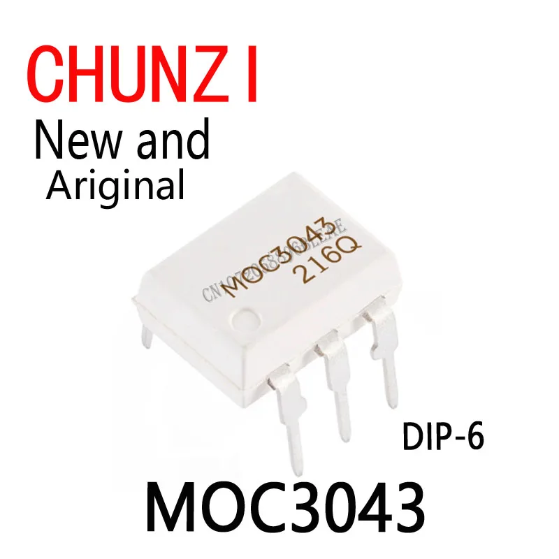 10pcs New and Original DIP-6 Triode and SCR Output Optocoupler 6Pin400V Optocoupler Cross Zero Triac Dr IC MOC3043