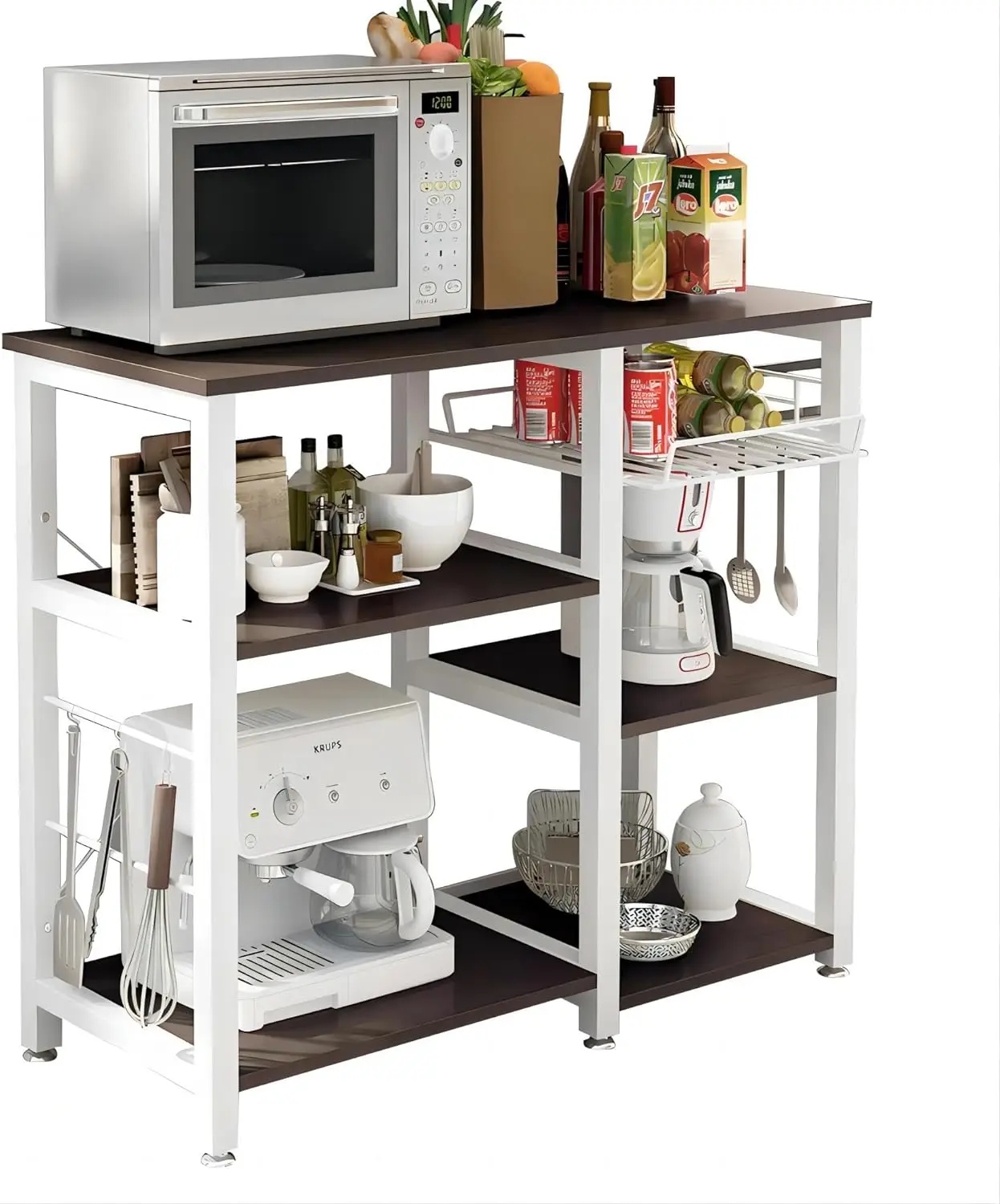 

3-Tier Kitchen Baker's Rack, Utility Microwave Oven Stand with Storage, Coffee Bar Station, Workstation Kitchen Shelf Cart