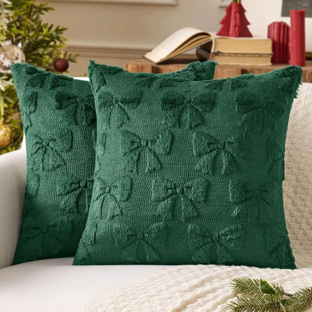 

Christmas pillowcases, soft and comfortable, a beautiful room decor set, dark green bow pillowcases (2 pieces)