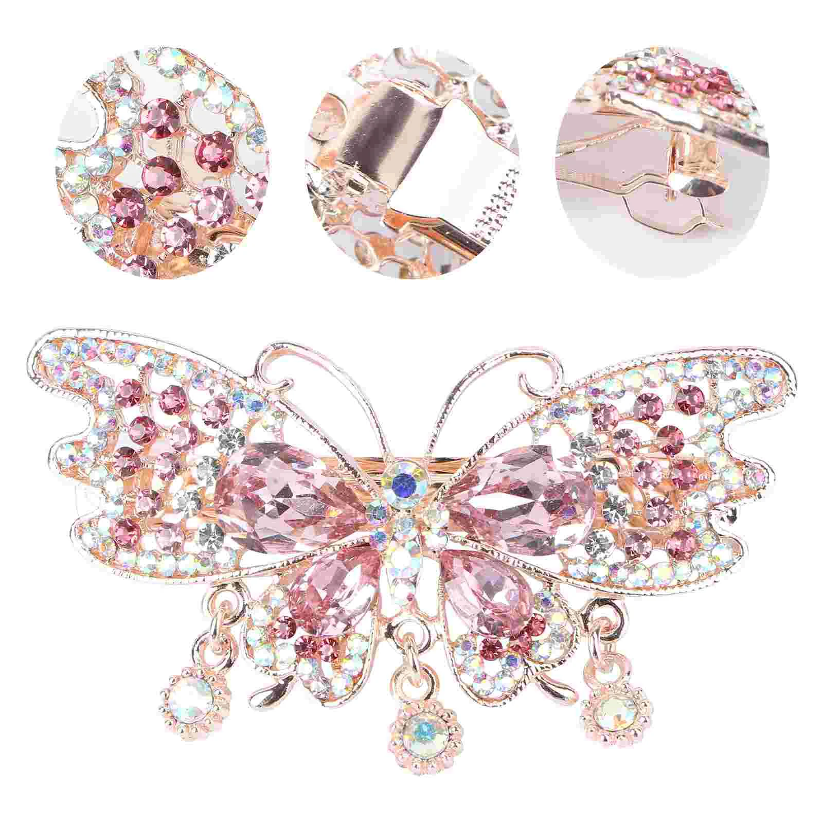 

2 Pcs Peacock Hair Clip Diamond Butterfly Claw Clips Accessories Simple Women Clamps Bride Bridal