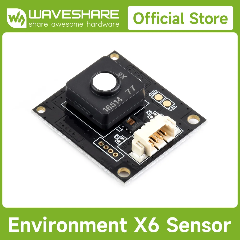 module-de-capteur-de-gaz-6-en-1-waveshare-environment-integre-la-detection-de-hcho-tvoc-co-iaq-de-la-temperature-et-de-l'humidite