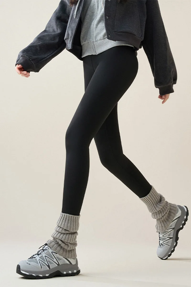Korean High Waist Plus Velvet Warm Leggings Solid Color Tight Elasticity Outdoor Wear Sharkskin Leggings Winter Yoga Leggings