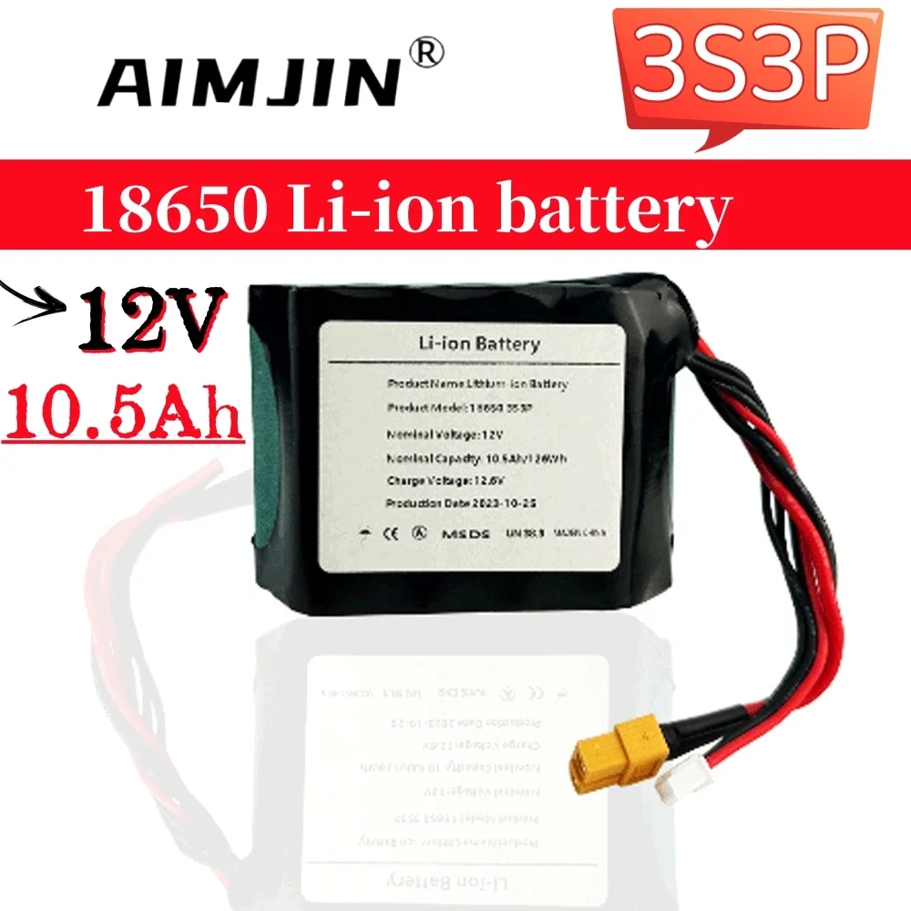 

3S3P 12V 10.5Ah 10Ah High Capacity UAV Rechargeable 12.6V Li-ion Battery for Various RC Airplane Quadrotor XH2.54-4P XT60