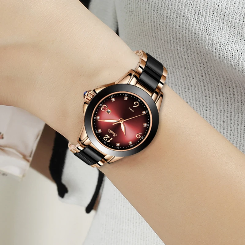 LIGE Fashion Ladies Watch Elegant Dress Womens Wristwatches Ceramic Bracelet Watches for Women Waterproof Date Clock Reloj Mujer