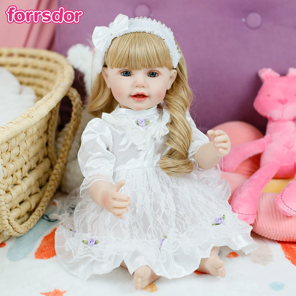 55CM 풀 실리콘 비닐 바디 리본 인형 엘레인 긴 곱슬머리 사실적인 3D 피부 가시적인 혈관 크리스마스 선물 소녀용