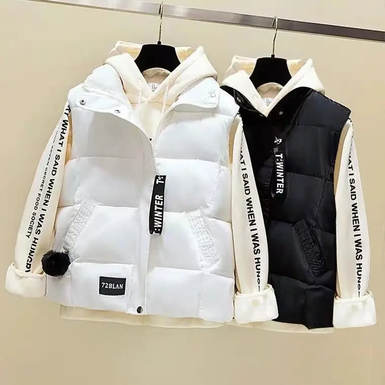 

Women's down Cotton Vest 2025 Autumn New Loose Fit Stand Collar Regular Style Outerwear Versatile Commute Fashion Cotton Blend