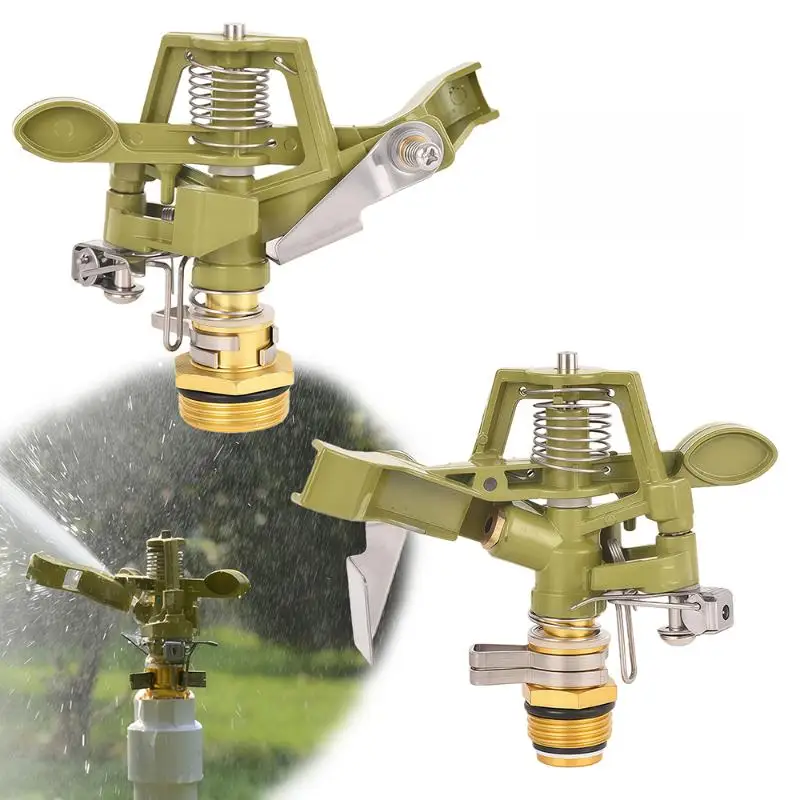 [1PC 1/2 3/4 Inch Metal Pulsating Sprinkler 360 Degree Rocker Arm Rotating Lawn Watering Sprinklers For Garden Irrigation Syste