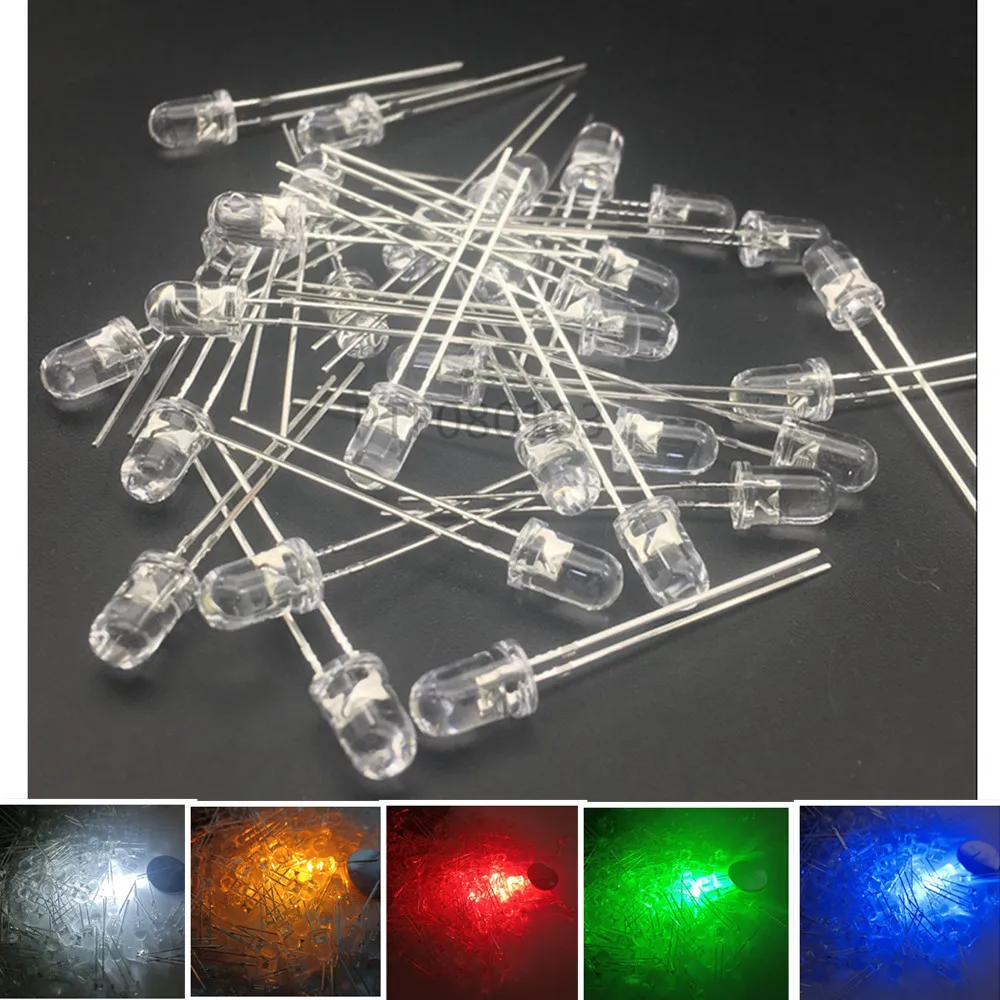 100PCS 5mm White Emitted Color Ultra-Bright LED Light Lamp Emitting Diodes 15000MCD E5M1