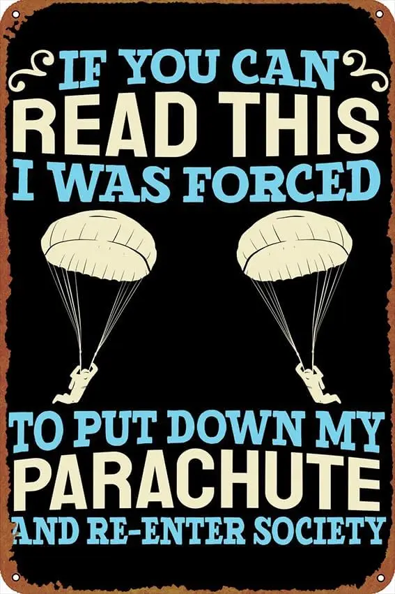 Skydiving Paratrooper Poster Vintage Cute Metal Sign Gift Retro Novelty Cafe Store Garage Tin Signs8x12 Inch