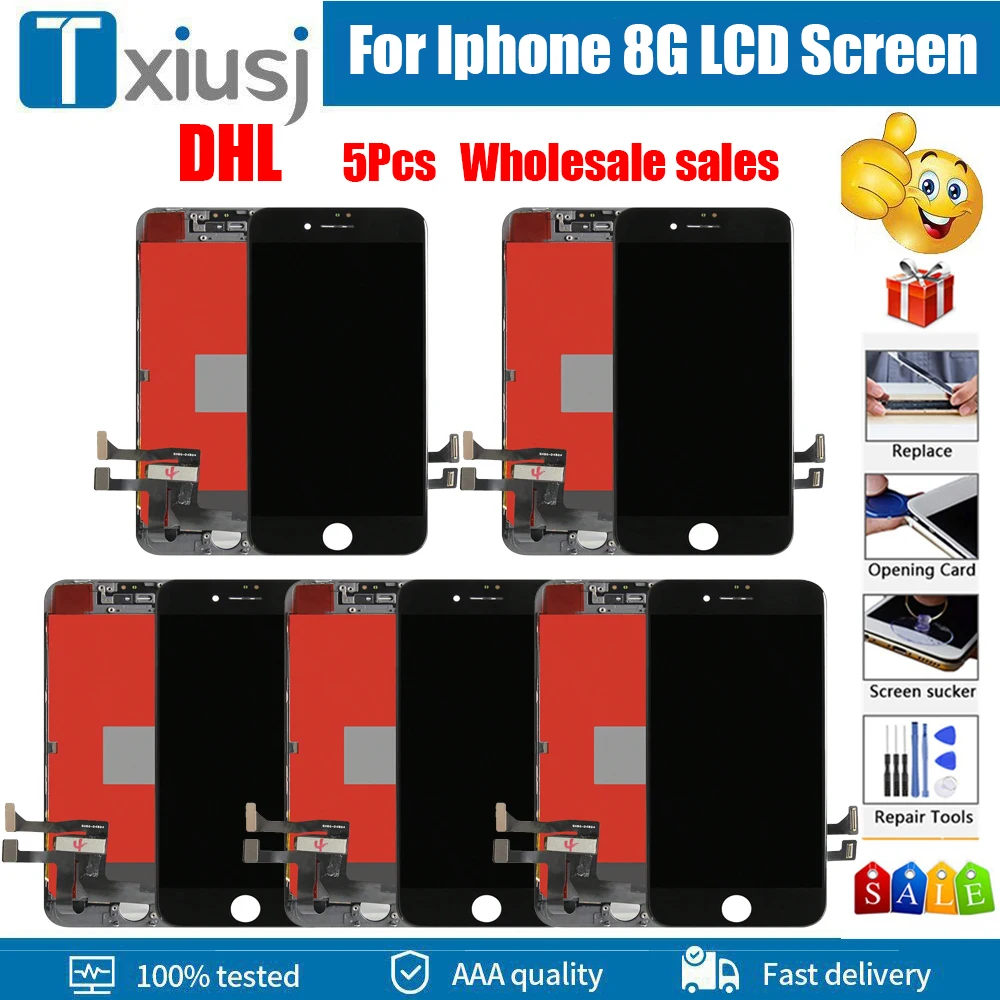 DHL Free A+LCD Wholesale Sales Display For iPhone 8 LCD Touch Screen Replacement For iPhone 8 No Dead Pixel+Tempered Glass+Tools