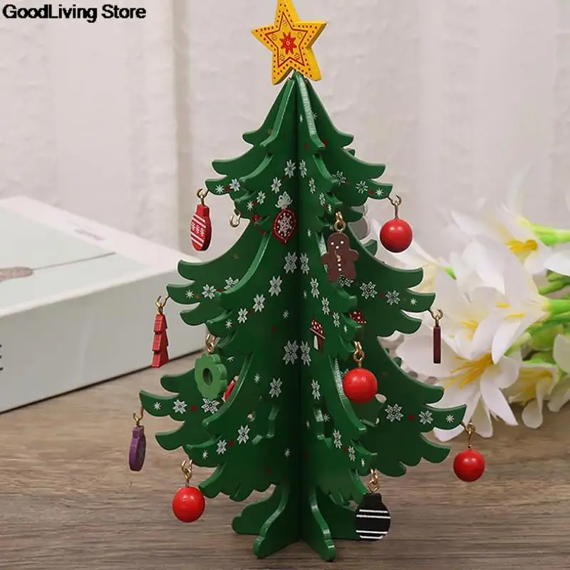 Fatto a mano fai da te Stereo albero di natale in legno albero di natale Layout per bambini decorazioni natalizie puntelli Desktop ornamenti regali